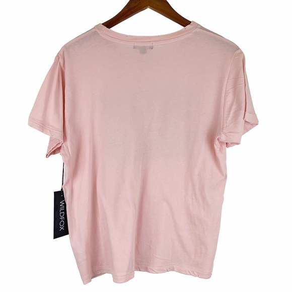 Wildfox NWT Pink Stay Wild KeKe Short Sleeve T-Shirt M - Picture 2 of 7